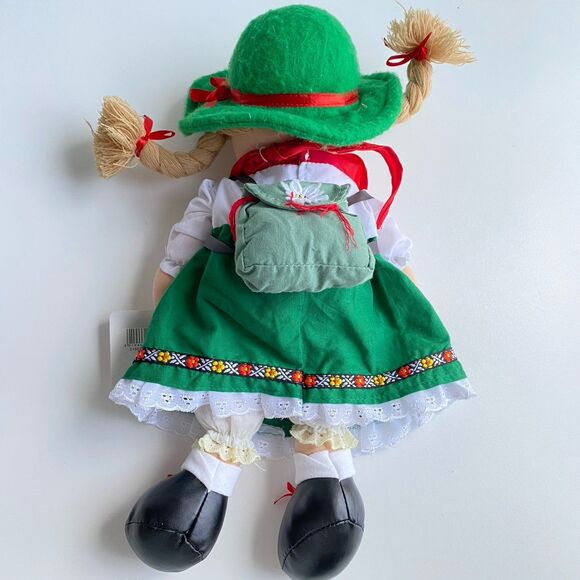 Germany Souvenir Doll Green Dress Pig Tails Plush‎ ES Euro Toys I Love Rudesheim - Picture 5 of 5